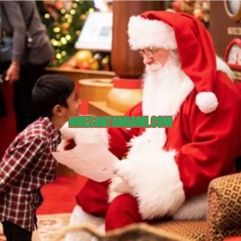 Hire Santa Miami, Santa Claus impersonator handing out Christmas gifts